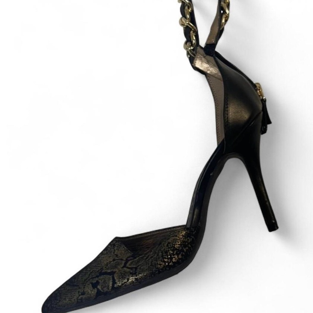 Sam & Libby Elegant Black and Gold Heels 7.5, 4in heel. - Picture 2 of 5